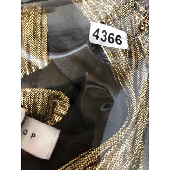 Topshop Metallic Plisse Dress Cut Out Halter Neck Evening Party Gold NWT 12 - Picture 10 of 10